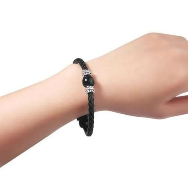 Elegant Black Leather Charging Bracelet - The Perfect Portable Charger - Image 4